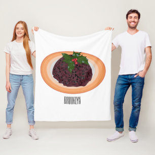 Christmas pudding cartoon illustration fleece blanket
