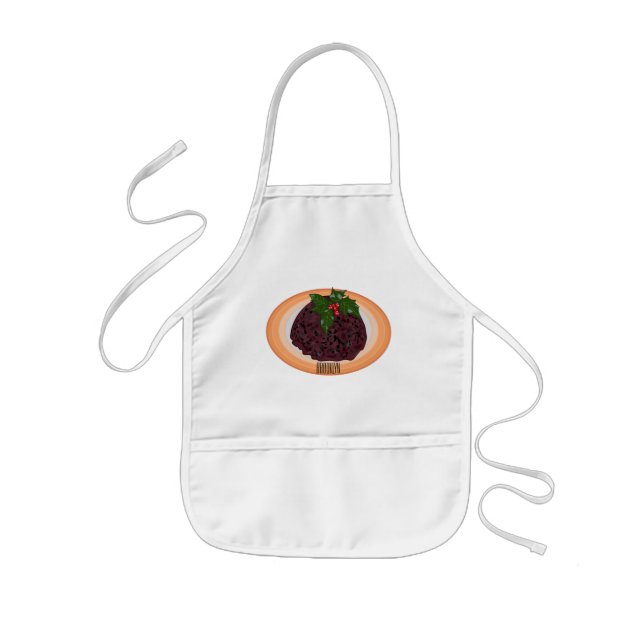 Christmas pudding cartoon illustration  kids apron (Front)