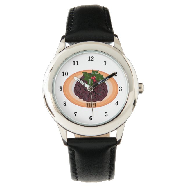 Christmas pudding cartoon illustration watch (Front)