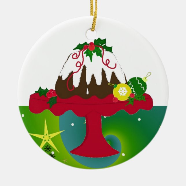 Christmas Pudding Ceramic Tree Decoration (Front)