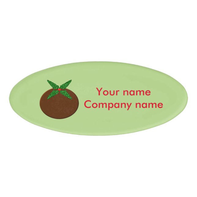Christmas Pudding Custom Name Tag (Front)