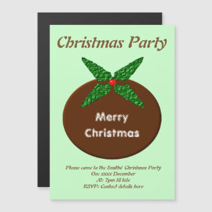 Christmas Pudding Custom Party Magnetic Invitation