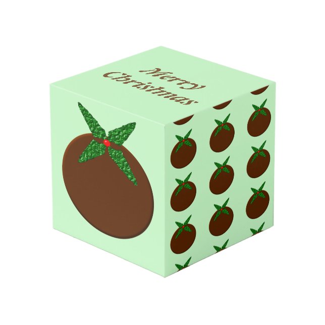 Christmas Pudding Custom Photo Cube (Front Angled)