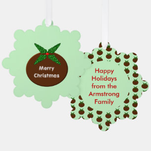 Christmas Pudding Custom Tree Decoration Card
