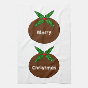 Christmas Pudding Customisable Kitchen Tow Tea Towel