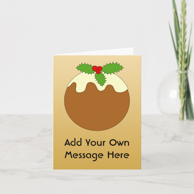 Christmas Pudding. Gold colour background. Holiday Card (Front)