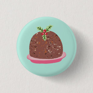 Christmas Pudding Holiday Food Illustration 3 Cm Round Badge