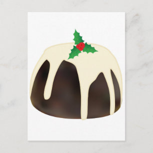 Christmas pudding holiday postcard