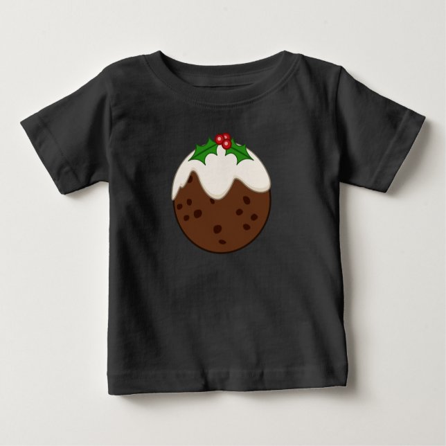 Christmas Pudding Illustrative Art Baby T-Shirt (Front)