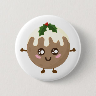 Christmas Pudding Kawaii 6 Cm Round Badge