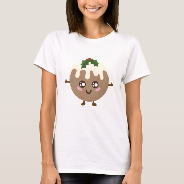 Christmas Pudding Kawaii T-Shirt (Front)