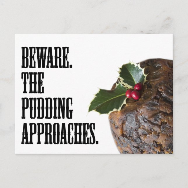 Christmas Pudding on the Prowl, Funny Card (Front)