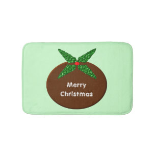 Christmas Pudding Personalised Bath Mat
