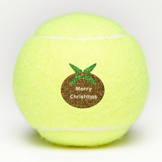 Christmas Pudding Personalised Tennis Balls (Front)