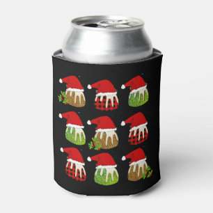 Christmas Pudding Santa Hats Can Cooler