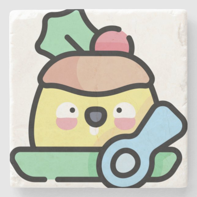 christmas pudding stone coaster (Front)