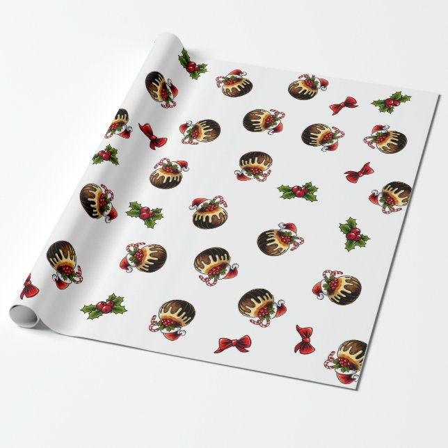 Christmas Pudding Wrapping Paper (Unrolled)