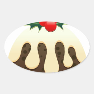 christmas puddings oval sticker