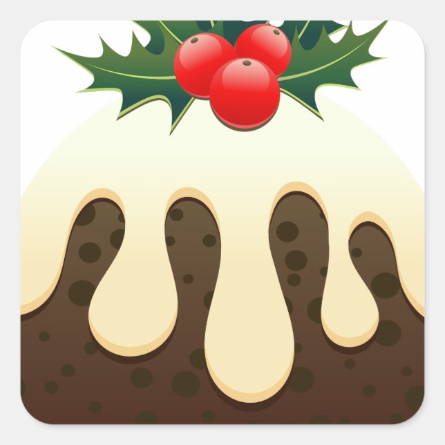 christmas puddings square sticker (Front)