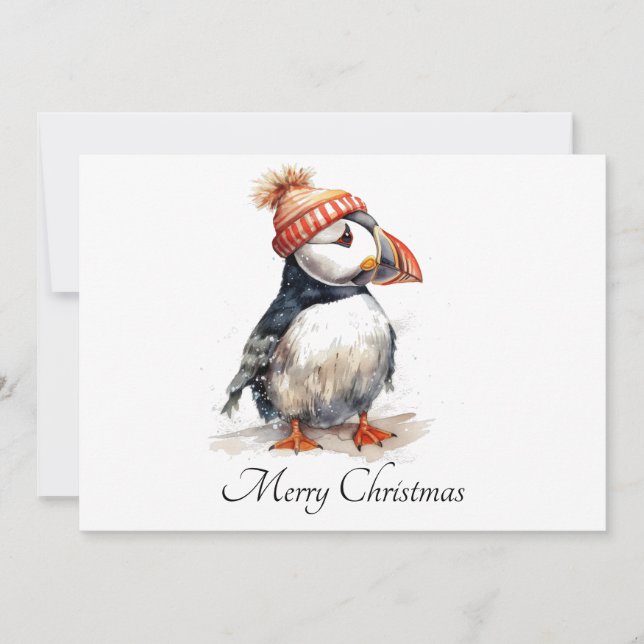 Christmas Puffin customisable Invitation (Front)