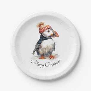 Christmas Puffin, customisable Paper Plate