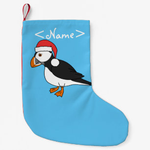 Christmas Puffin with Red Santa Hat Small Christmas Stocking
