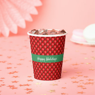 Christmas Puffy Quilted Red and Green  Paper Cups