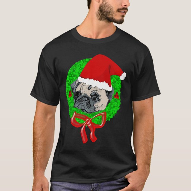 Christmas Pug 528 T-Shirt (Front)