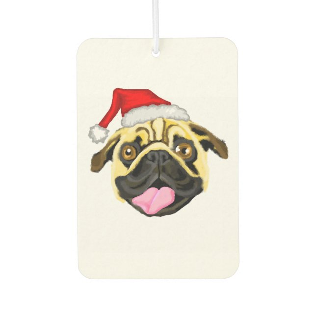 Christmas Pug Car Air Freshener (Front)