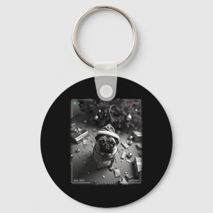 Christmas Pug Caught On Camera  Key Ring