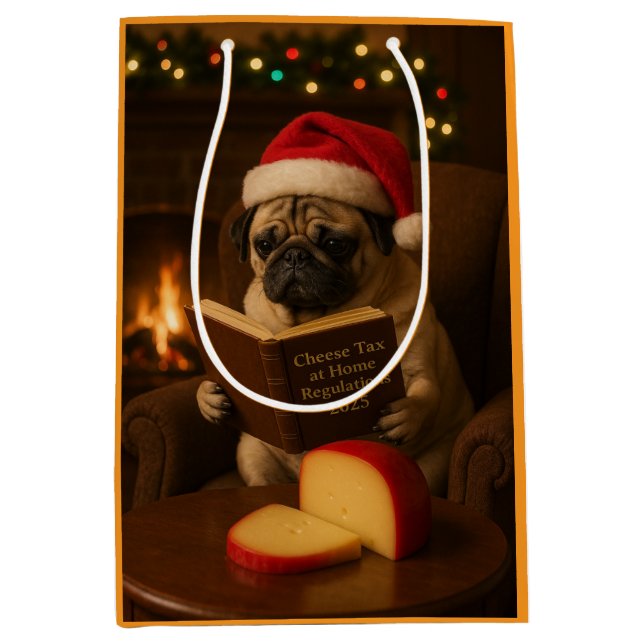 Christmas Pug Christmas gift bag (Front)