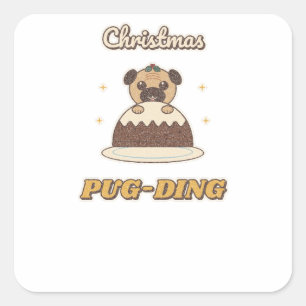 Christmas Pug-ding Pug Pudding Square Sticker