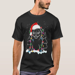Christmas Pug Dog Christmas Lights Santa Hat Dog T-Shirt