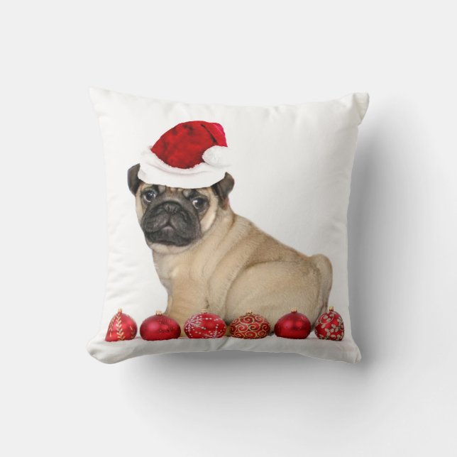 Christmas Pug dog Cushion (Front)