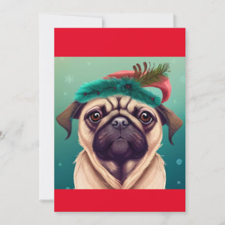 Christmas Pug Dog , Dog lover gift T-Shirt Holiday Card