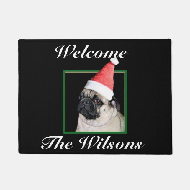Christmas pug dog doormat (Front)