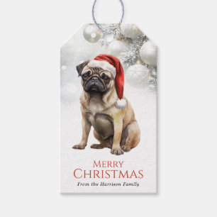 Christmas Pug Dog Gift Tags