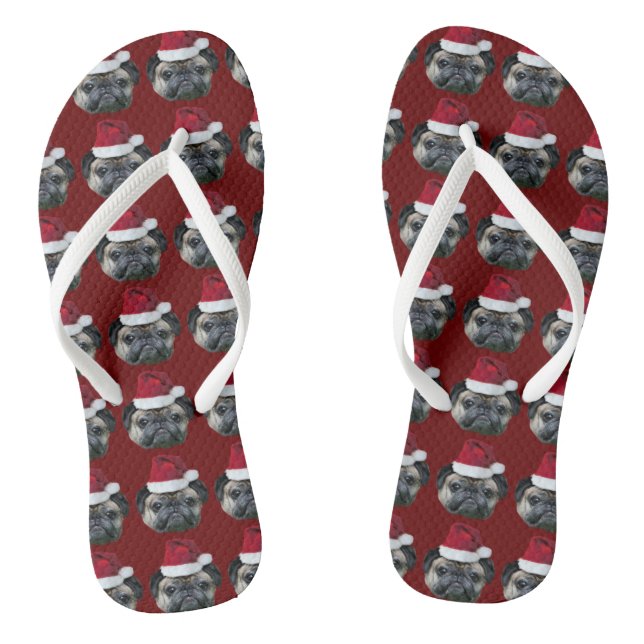 Christmas pug dog jandals (Footbed)
