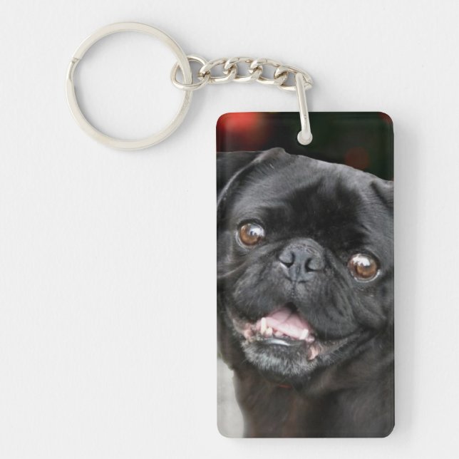 Christmas pug dog key ring (Front)
