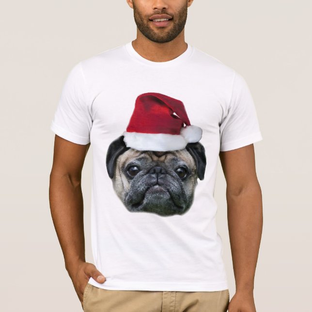 Christmas pug dog men's shirt (Front)