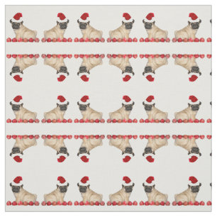 Christmas pug dog pattern Fabric