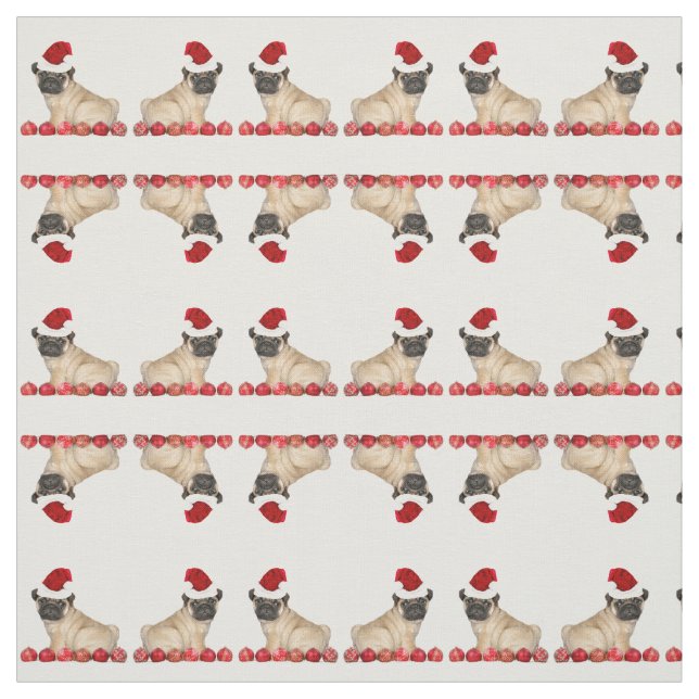 Christmas pug dog pattern Fabric (Swatch)