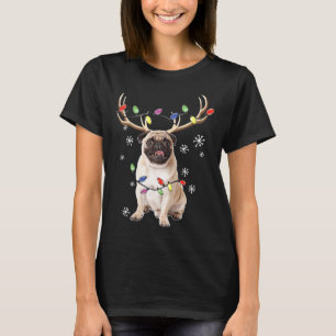 Christmas Pug Dog Reindeer 415 T-Shirt