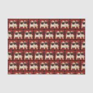 Christmas pug dogs tissue paper