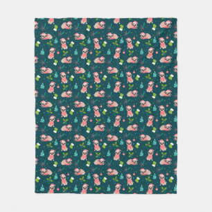 Christmas Pug Fleece Blanket
