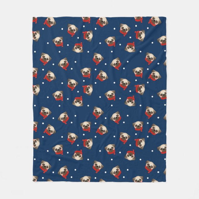 Christmas Pug Fleece Blanket (Front)