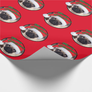 Christmas Pug - Glossy Wrapping Paper, 30" x 6' Paper