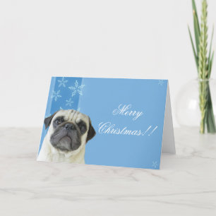 Christmas pug greeting card