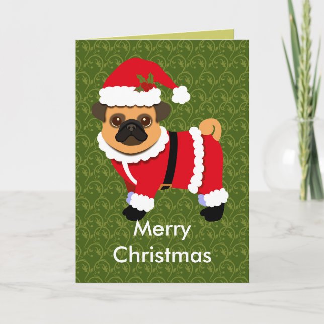 Christmas pug holiday card (Front)
