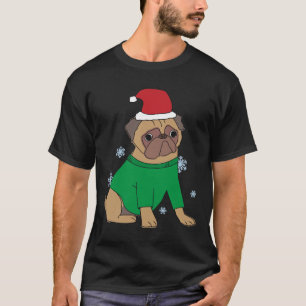 Christmas Pug Jumper Festive Illustrated Pug Dog   T-Shirt